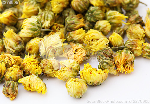 Image of Dried chamomile tea isolated on white background