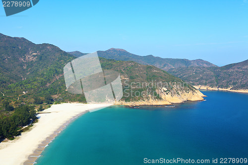 Image of Beach with blue sky and sea