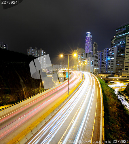 Image of Traffic on highway at night 