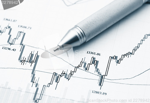 Image of Stock market graph with pen