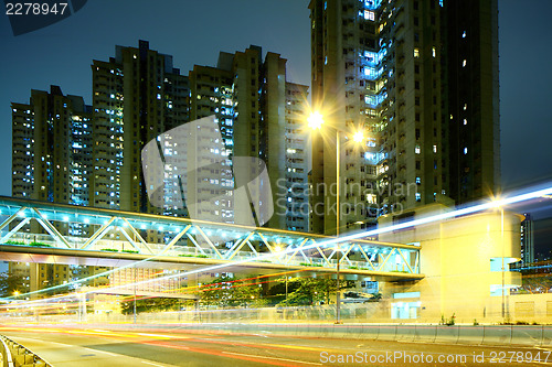 Image of traffic in city at night