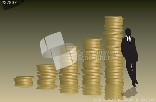 Image of coins graph businessman