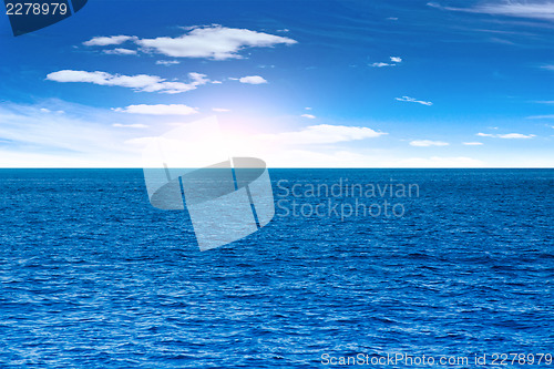 Image of Blue sea and cloudy sky