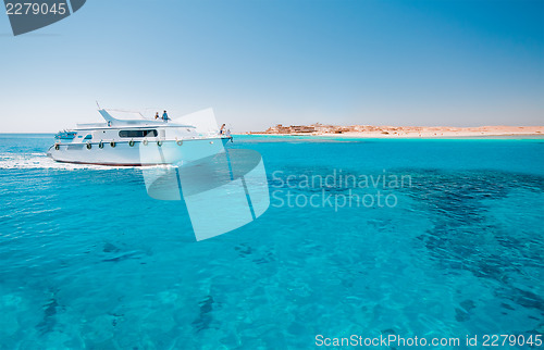 Image of Yacht in blue sea