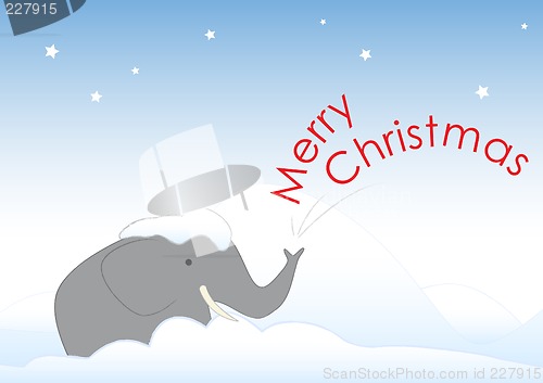 Image of Elephant Merry Christmas Snow