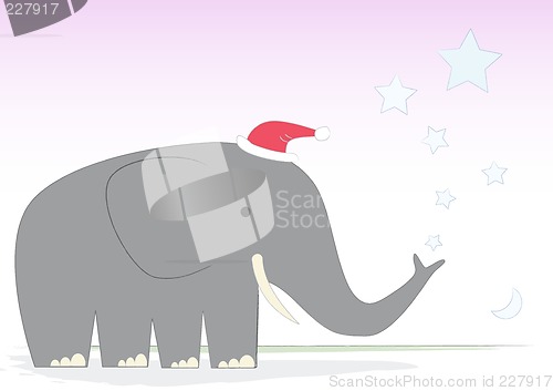 Image of Christmas Elephant on a desert plain