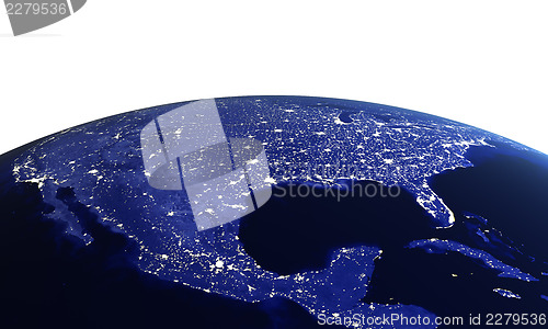 Image of USA at night on white