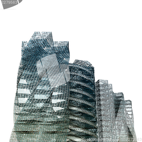 Image of City skyscrapers white isolated