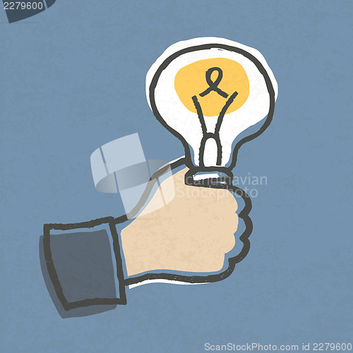 Image of Businessman with Idea Bulb. Hand-drawn vector illustration, EPS1