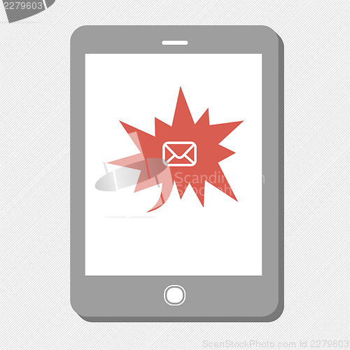 Image of Tablet device with many urgent mail. Vector