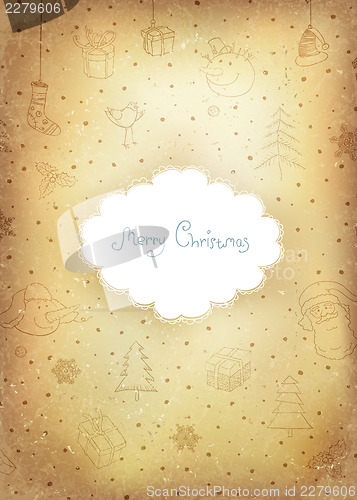 Image of Vintage golden Christmas Greeting card.  Vector illustration, EP