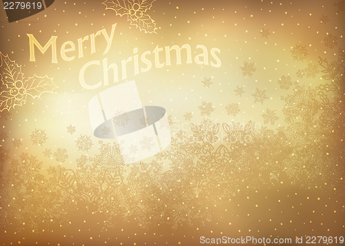 Image of Vintage gold Christmas Greeting card.  Vector illustration, EPS1