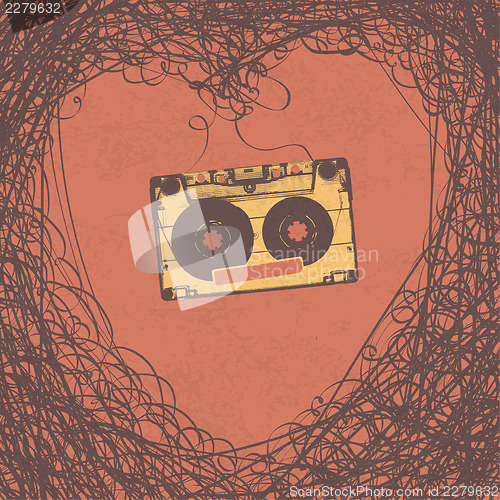 Image of Loving retro music retro poster design. Vector, EPS10