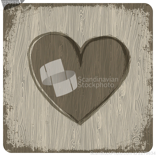 Image of Red heart on wooden background