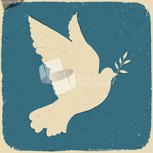 Image of Dove of Peace. Retro styled illustration, vector, eps10.