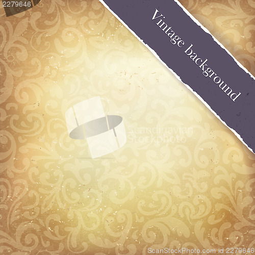 Image of Vintage paper ornamented background with ribbon (space for text)