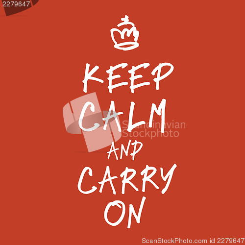 Image of The words keep calm and carry on handwriting. Vector, EPS10