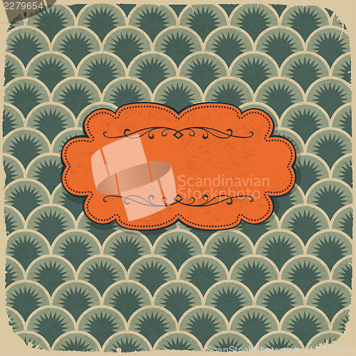 Image of Vintage scale pattern with retro label. Vector, EPS10