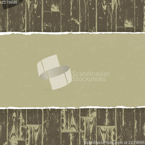 Image of Torn paper on wooden background. Vector, EPS10