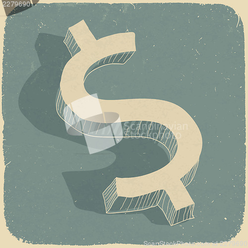 Image of Retro dollar sign. Conceptual vector background