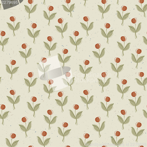 Image of Plant with red berry. Seamless pattern, vector, EPS10