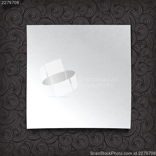 Image of White paper on a waves dark background. Vector illustration.