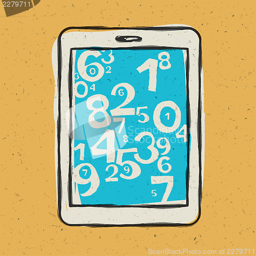Image of Tablet device waith abstract digits. Vector illustration, EPS10