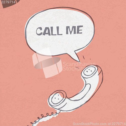 Image of Vintage handset with speech_bubble_and sample text. Vector illus