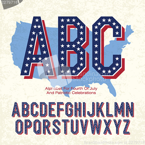 Image of Alphabet For Fourth Of July And Patriotic Celebrations. Vector, 