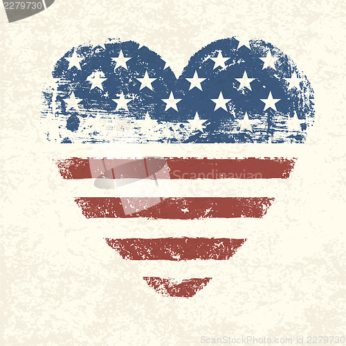 Image of Heart shaped american flag. Vector, EPS10
