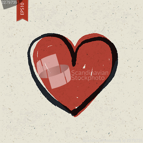 Image of Heart sign on paper texture. Vector, EPS10