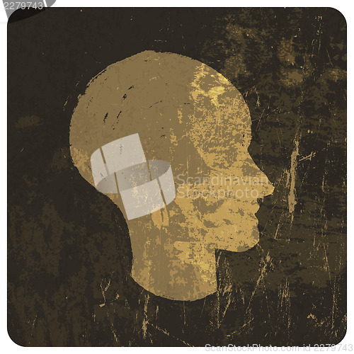 Image of Grunge illustration of head silhouette. Vector