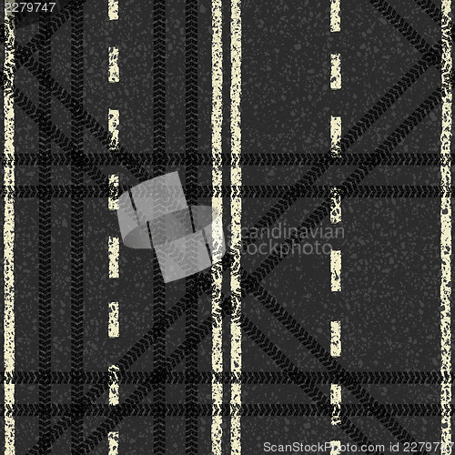 Image of Seamless road theme pattern. Vector background, EPS8