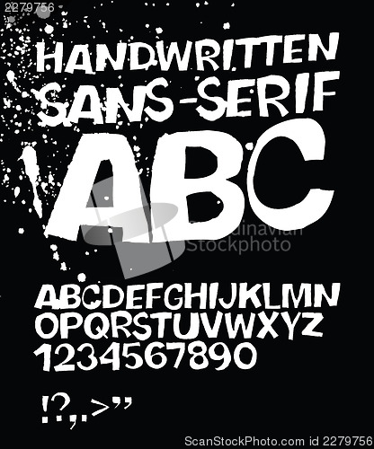 Image of Handwritten grunge sans-serif alphabet. Vector, EPS 8