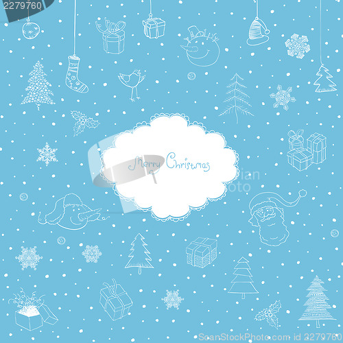 Image of Merry Christmas Cute Vector Background.