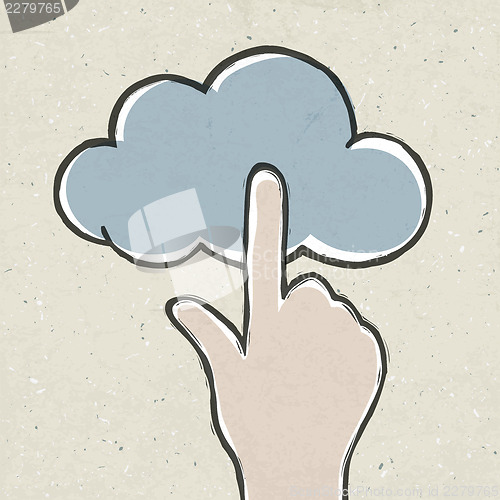 Image of Hand clicking cloud icon. Concept vector illustration,  EPS10.