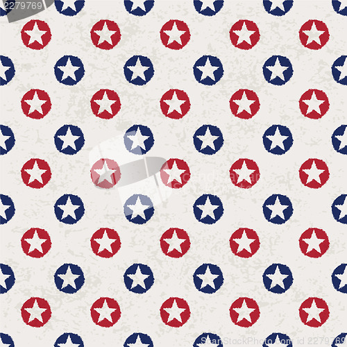 Image of Seamless polka dot pattern with stars in american national flag 