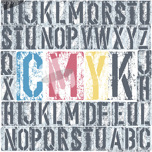 Image of CMYK letterpress poster. Vector, EPS8