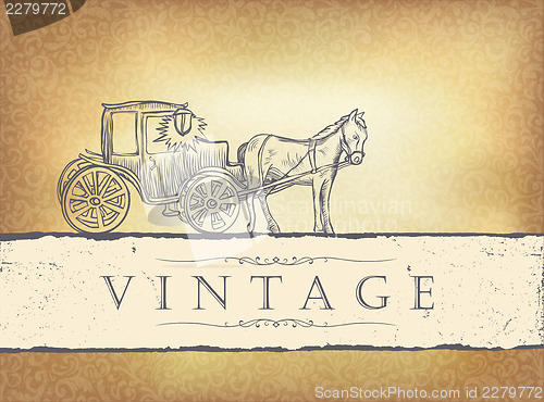 Image of Golden vintage wedding invitation. Vector illustration, EPS10