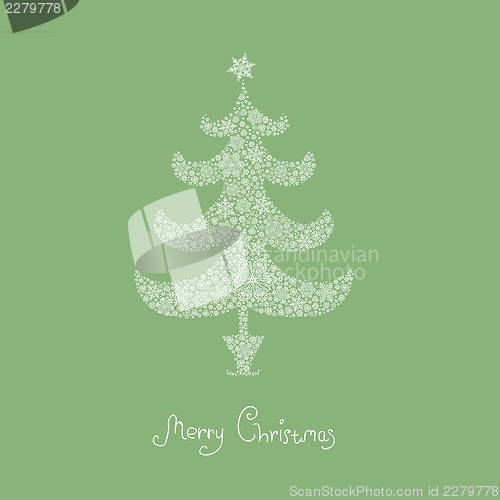 Image of Christmas tree, composed from snowflakes. Vector, EPS8