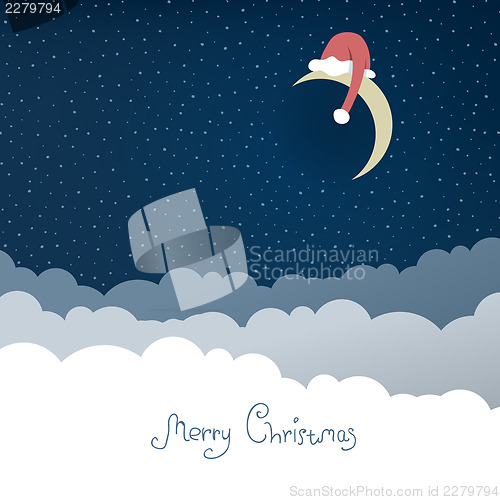 Image of Greeting card with christmas moon. Vector illustration, EPS10.