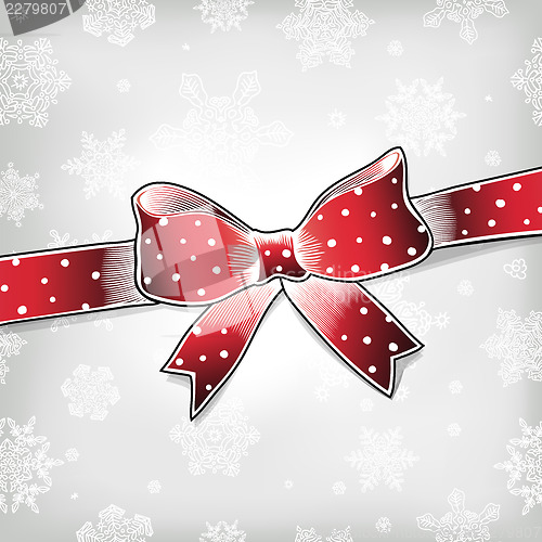 Image of Red bow on xmas background