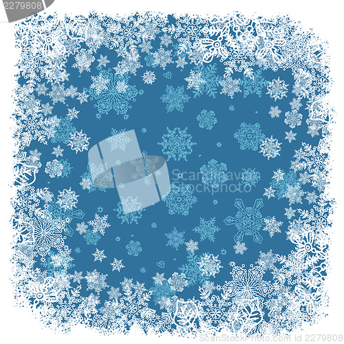 Image of Snowflakes frame blue. Vector background, EPS8