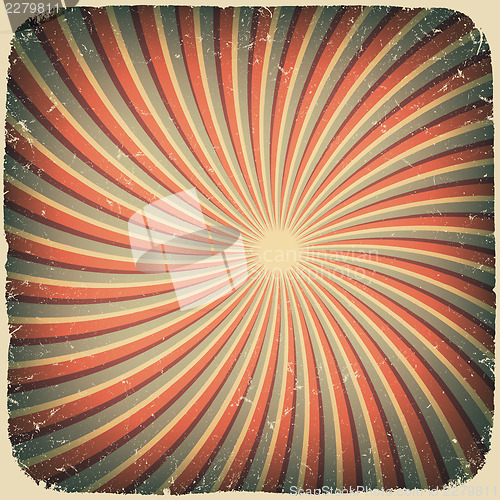Image of Grunge swirl rays retro background. Vector illustration, EPS10