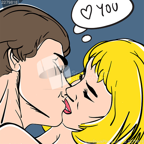 Image of Lovers. Illustration in pop-art style, vector.    