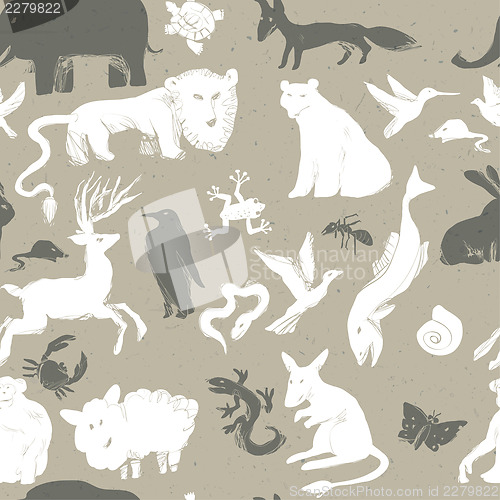 Image of Seamless pattern with animals. Vector