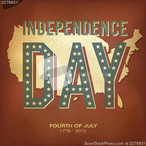 Image of Retro style poster for Independence Day Celebration. Vector illu