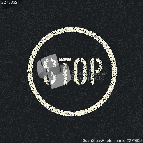 Image of Stop sign painted on a asphalt road. Vector