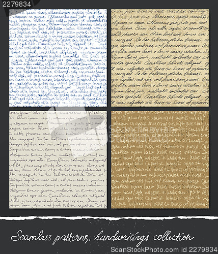 Image of Seamless pattern: Handwritings collection. Abstract unreadable t