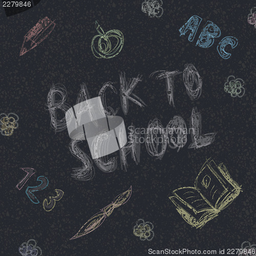 Image of Back to school. Written by chalk on the asphalt background. Vect